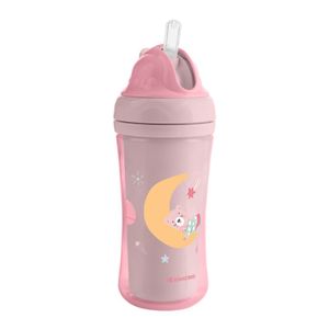 Kikka Boo Čaša sa silikonskom slamkom Moony Me 220ml, Pink