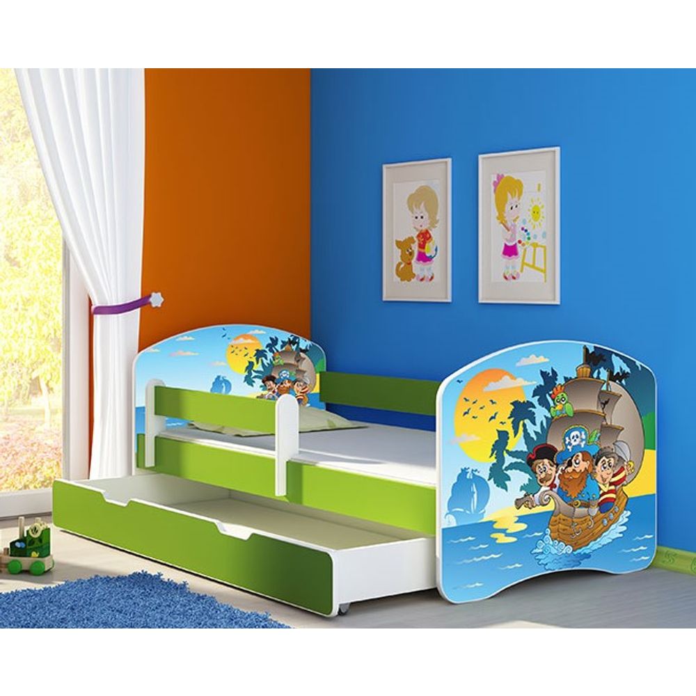 ACMA Dječiji krevet Acma II sa ladicom Green - 140x70cm - Dezen 21 slika 1
