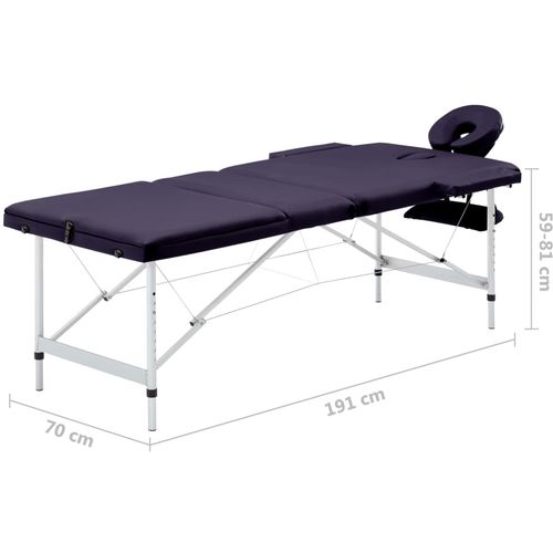 Sklopivi masažni stol s 3 zone aluminijski ljubičasti slika 43
