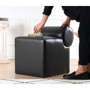 Rohin Deri Puf - Black Black Pouffe