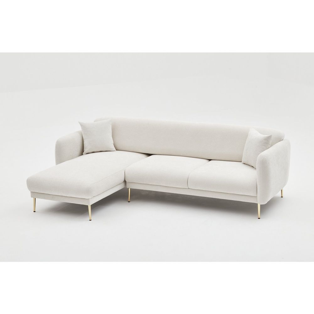 Simena Lijevi - Krem Zlatni Kutni Sofa-Krevet slika 12