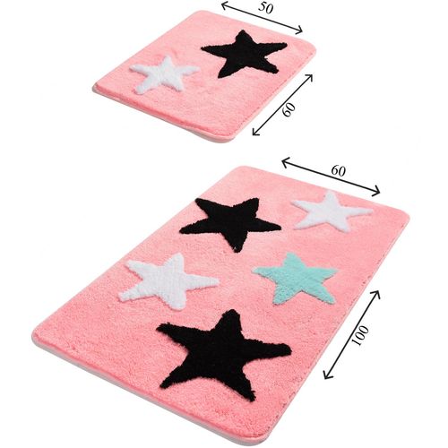 Colourful Cotton Set akrilnih kupaonskih prostirača (2 komada) All Star - Candy Pink slika 3