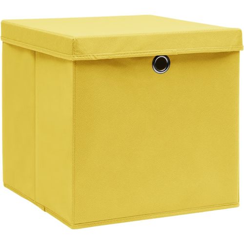 Kutije za pohranu s poklopcima 4 kom 28 x 28 x 28 cm žute slika 2