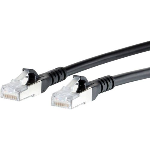 Metz Connect 1308451000-E RJ45 mrežni kabel, Patch kabel cat 6a S/FTP 1.00 m crna sa zaštitom za nosić 1 St. slika 1