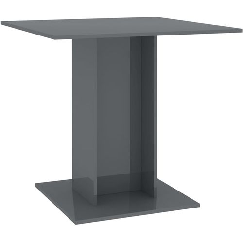 Blagovaonski stol visoki sjaj sivi 80 x 80 x 75 cm od iverice slika 2