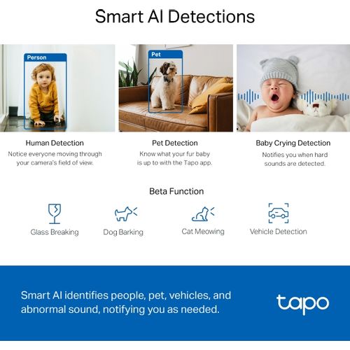 Nadzorna kamera TP-Link TAPO C220, 2K QHD, Horizontal 360º, Smart AI Detection and Notifications, Motion Tracking slika 6