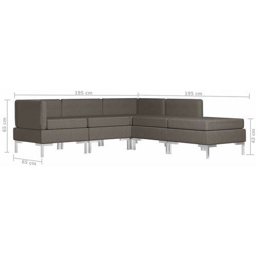 5-dijelni set sofa od tkanine smeđe-sivi slika 7