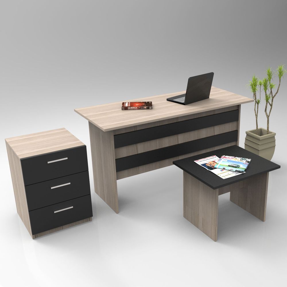Vo9-Ob Oak Crni Set Uredskog Namještaja slika 1