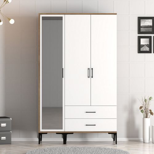 Kumsal RT - Walnut, White Walnut
White Wardrobe slika 1