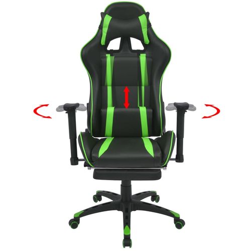 Podesiva igraća uredska stolica s osloncem za noge zelena slika 39