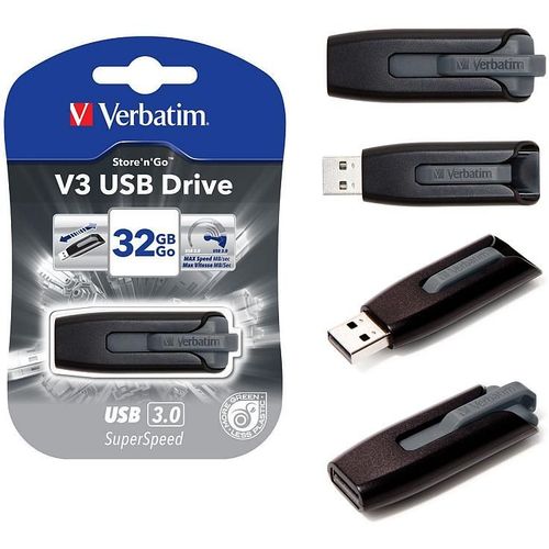 USB 32GB 3.0 (3.2 Gen 1) V3, Verbatim, crni, V049173
 slika 1