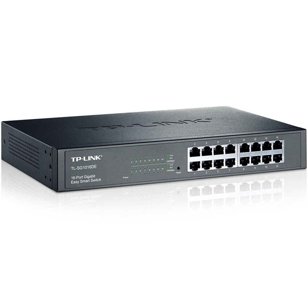 16-Port Gigabit Easy Smart Switch, 16 10/100/1000Mbps RJ45 ports, MTU/Port/Tag-based VLAN, QoS, IGMP Snooping, 1U 13-inch rack-mountable steel case slika 1
