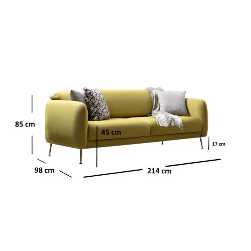 Atelier Del Sofa Trosjed SEVILLA- žuta, Sevilla 3 Seater - Yellow slika 5