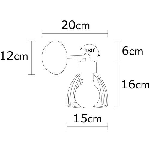 Opviq Zidna lampa KEMAH metalna crna 15*24 cm, e27 W40, Kemah - N-1238 slika 5