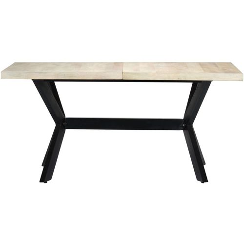 Blagovaonski stol bijeli 160x80x75 cm od masivnog drva manga slika 10