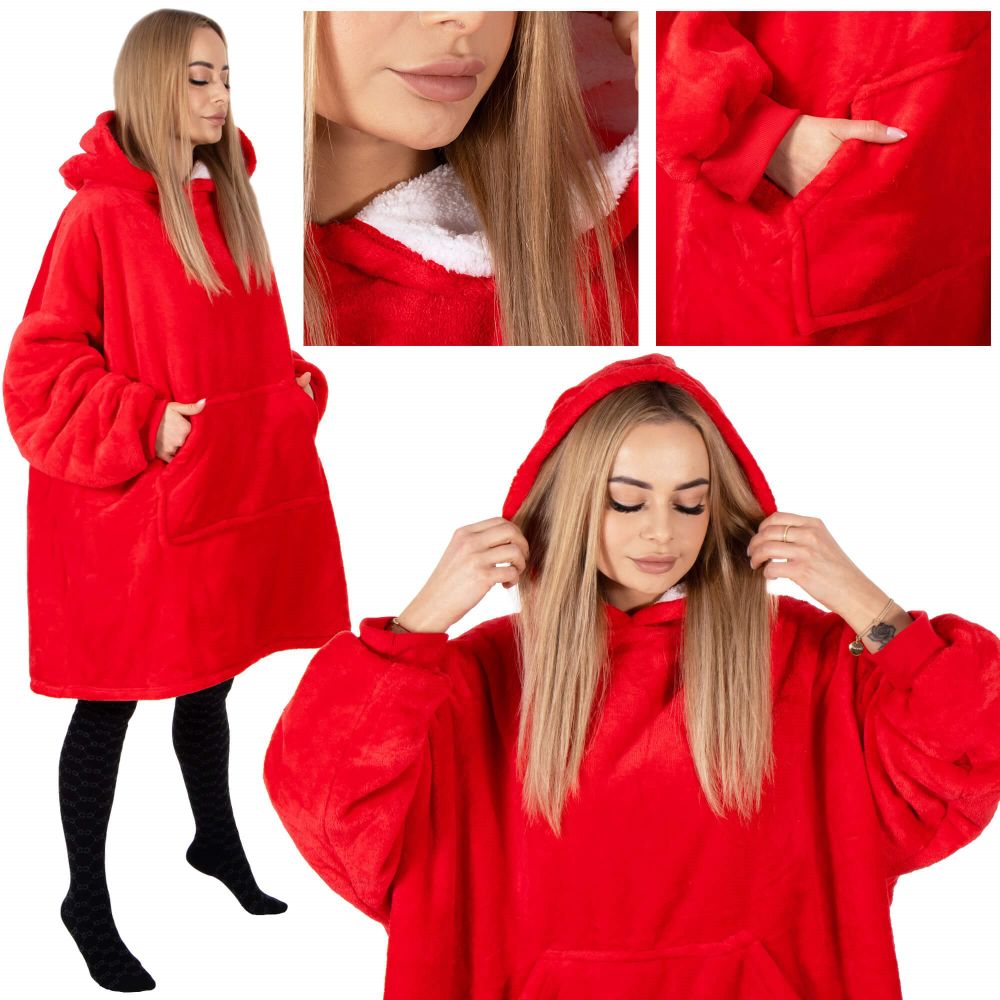Springos mekana oversize majica u obliku deke, crvena slika 4