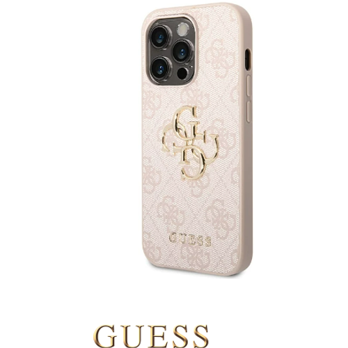 GUESS maska za iPhone 15 Pro LEATHER 4G METAL LOGO PINK slika 2