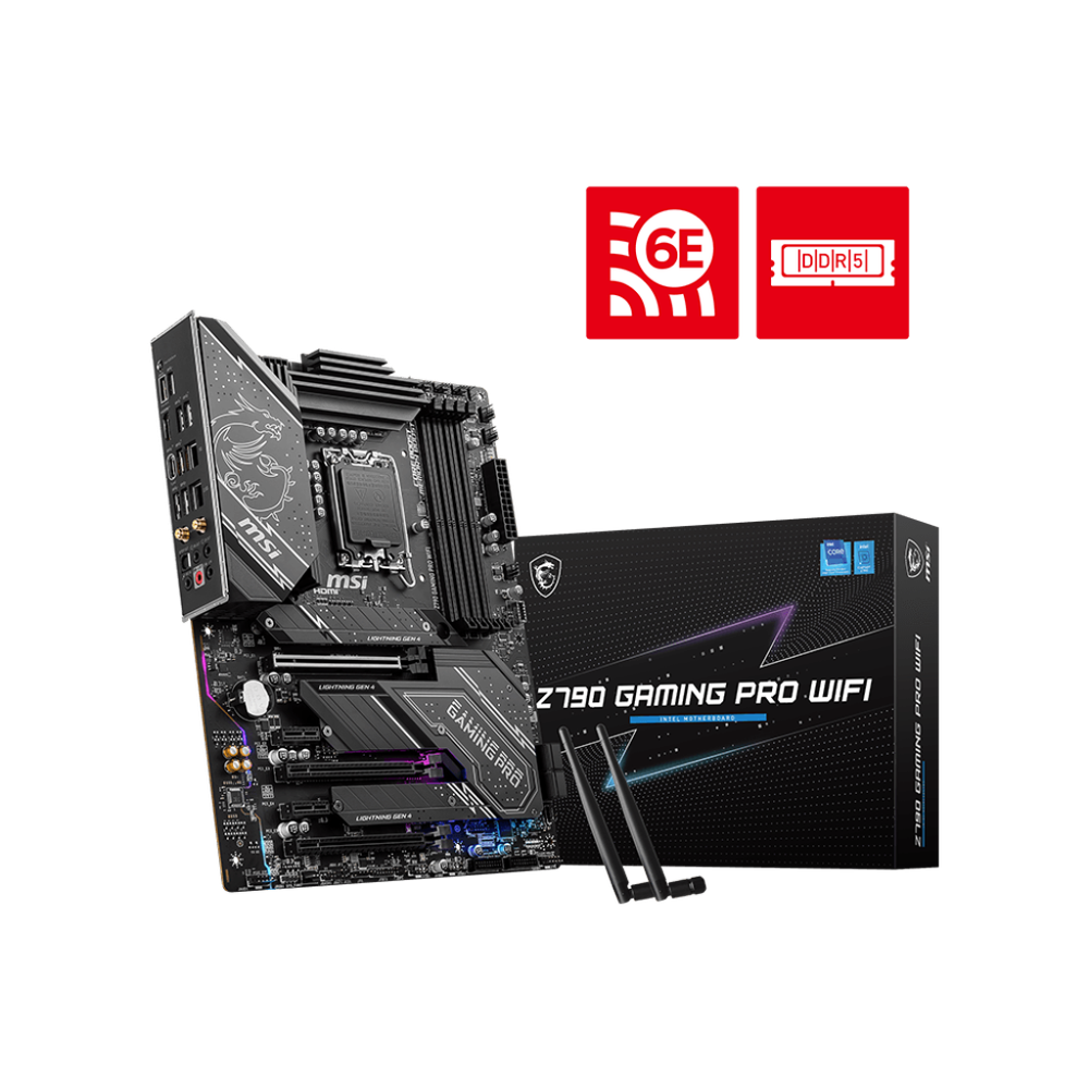 MSI Z790 GAMING PRO WIFI Motherboard ATX - Supports Intel Core 12/13/14th Gen Processors, LGA 1700, DDR5 Boost (7200+MHz/OC), 3 x PCIe 4.0 x16, 2 x PCIe 3.0 x1, 3 x M.2 Gen4, 2.5Gbps LAN, Wi-Fi 6E slika 1
