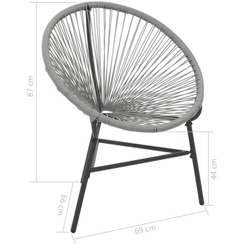 Vrtna okrugla stolica od poliratana siva slika 26