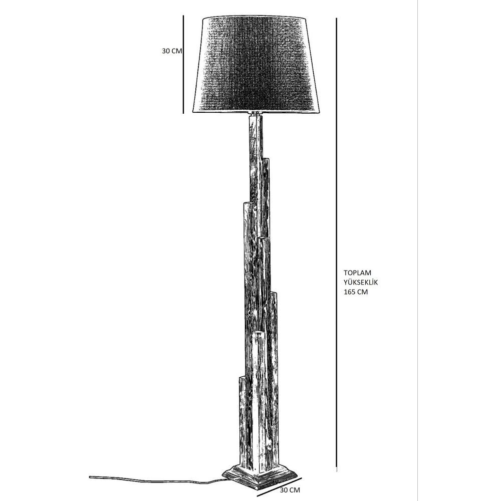 Elegantna Stajaća Lampa s Tkaninom Abažurom i Drvenim Postoljem slika 5