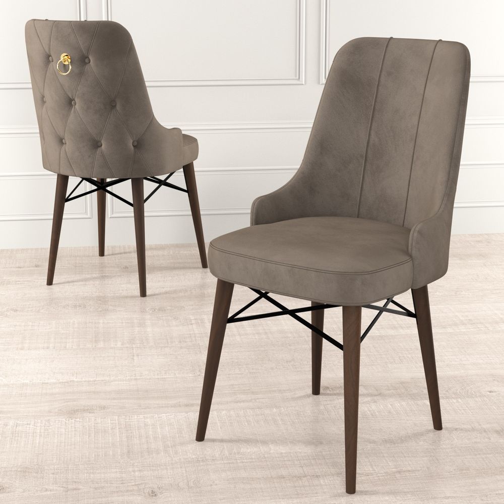 Pare - Cappuccino, Smeđi Set Stolica (6 Komada) slika 2