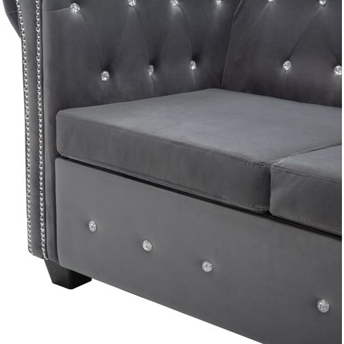 Dvosjed Chesterfield s baršunastom presvlakom 146 x 75 x 72 cm sivi slika 44