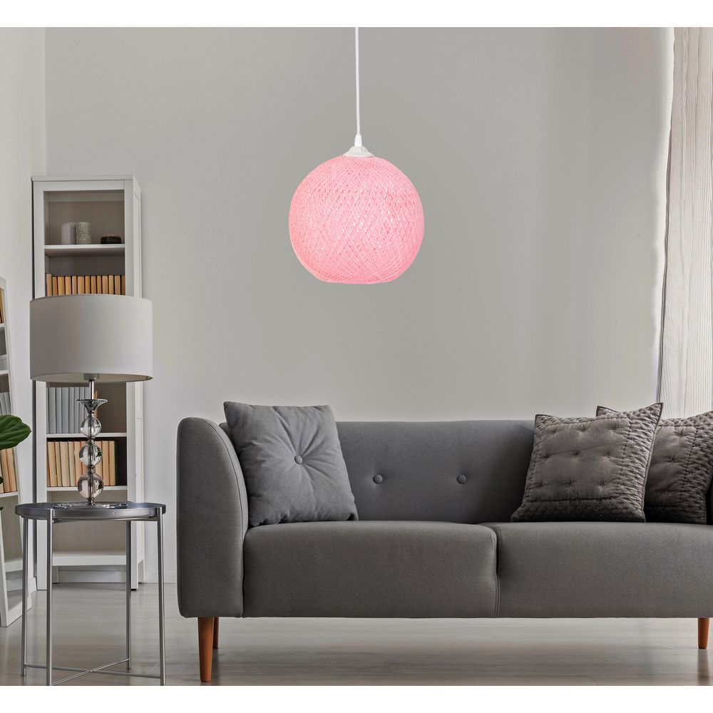 Ručno Rađeni Luster od Jute - PB Pink White slika 2