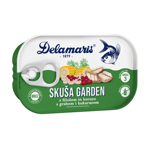 Delamaris skuša s grahom i kukuruzom Garden, 125 g slika 1