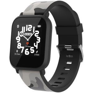 CANYON My Dino KW-33, Teenager smart watch, 1.3 inches IPS full touch screen, black plastic body, IP68 waterproof, BT5.0, multi-sport mode, built-in kids game, compatibility with iOS and android, 155mAh battery, Host: D42x W36x T9.9mm, Strap: 240x22mm, 33g