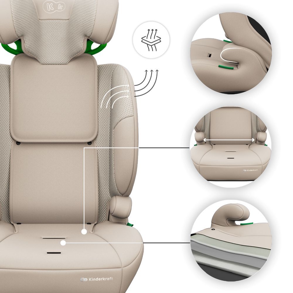 Kinderkraft autosjedalica Comfort Up 2 plus i-Size 9-36 kg (76-150 cm) bez Isofix-a, Beige slika 14