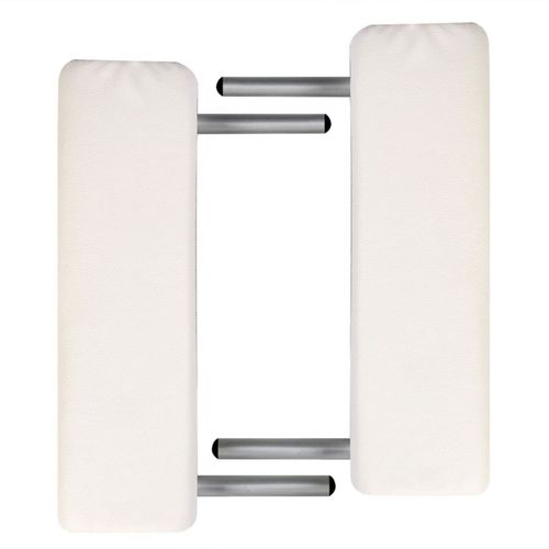 Krem bijeli sklopivi masažni dvodijelni stol s aluminijskim okvirom slika 24