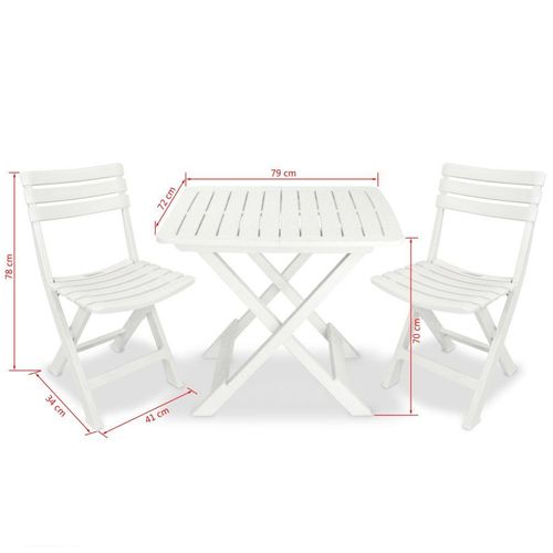 3-dijelni sklopivi bistro set plastični bijeli slika 2