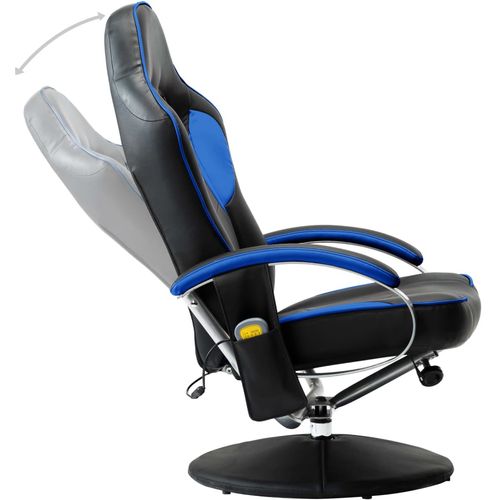 Masažna stolica s osloncem od umjetne kože plava slika 24