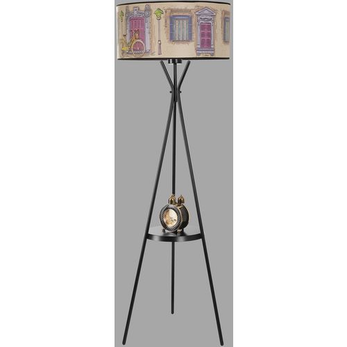 Venedik sehpalı siyah lambader silindir 01 abajurlu Multicolor Floor Lamp slika 1