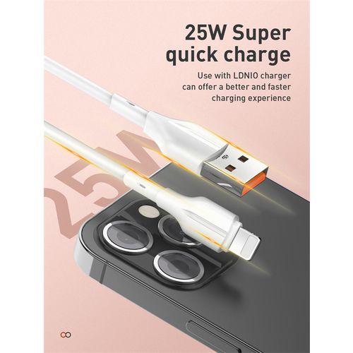 LDNIO CHARGING DATA CABLE (A-L) 25W 1M IPHONE WHITE LS841_L slika 9