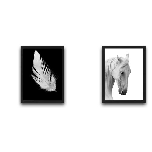 Wallity Uokvirena slika (2 komada), White Feather Horse Set slika 2