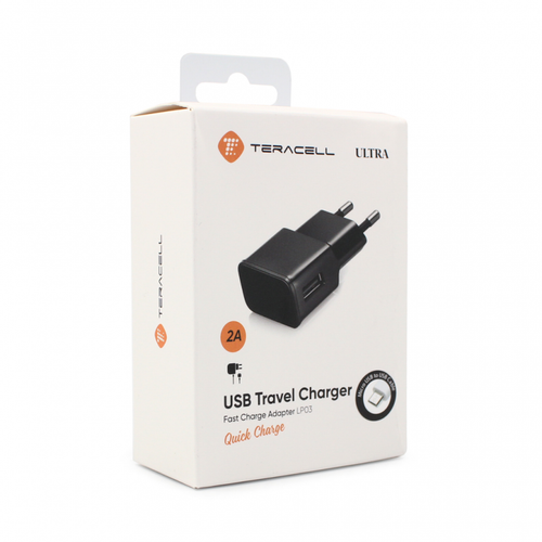 Kucni punjac Teracell Ultra LP03 2A sa micro USB kablom crni slika 1