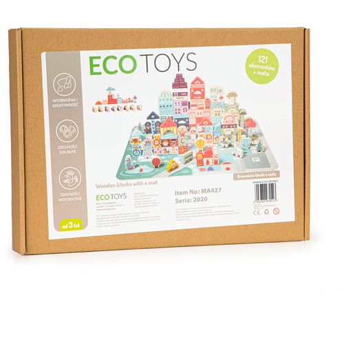 EcoToys drveni šareni gradić 121 elemenata slika 5