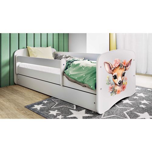 Drveni Dečiji Krevet Bambi Sa Fiokom - Beli - 160x80 cm slika 1