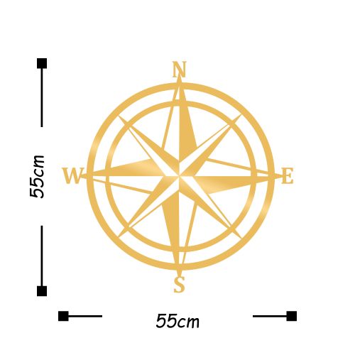 Wallity Metalna zidna dekoracija, Compass - Gold slika 3