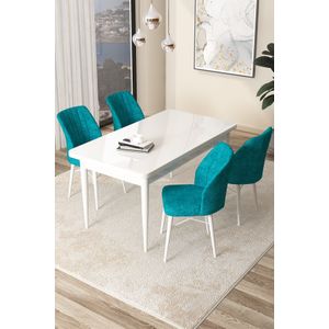 Arp - Bijeli i Tirkizni Trpezarijski Set (5 Komada)