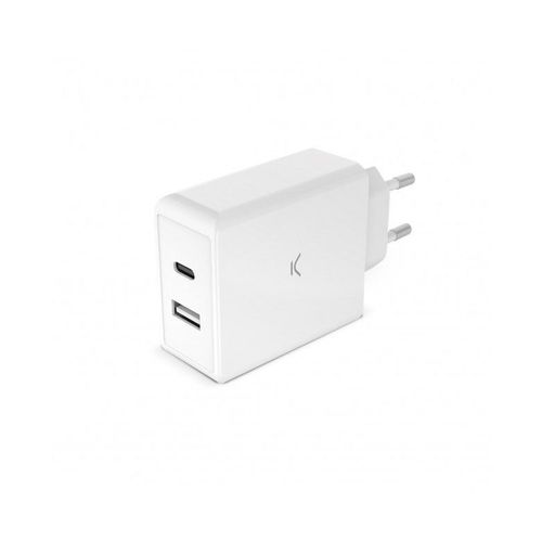 KSIX BXCDC65DGAN ULTRA BRZI ZIDNI Punjač 65W DUAL USB A+USB C KONEKTORI, BELI slika 2