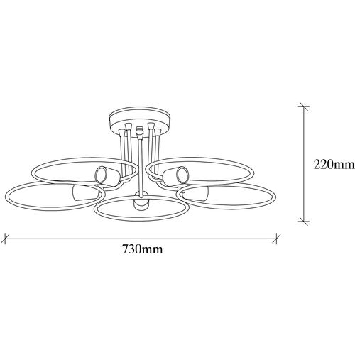 Opviq Vislica CIRCO 1346, crna, metal, 73 x 73 cm, visina 22 cm, 5 x E27 40 W, Circle - 1346 slika 3