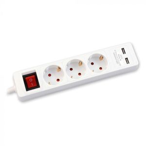 Produzni Kabl 1,4m 3xsuko Sa Sklopkom + 2xUSB, Beli