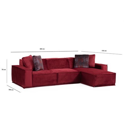 Atelier Del Sofa Kutna garnitura LEGO, tamno crvena, Lego Corner 9 ( L1-O1-Chl) slika 4