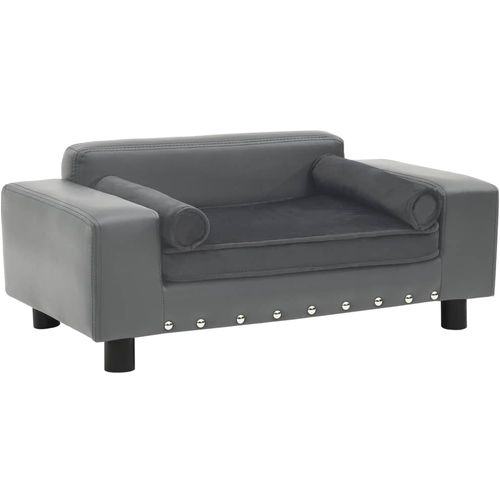 Sofa za pse siva 81 x 43 x 31 cm od pliša i umjetne kože slika 12