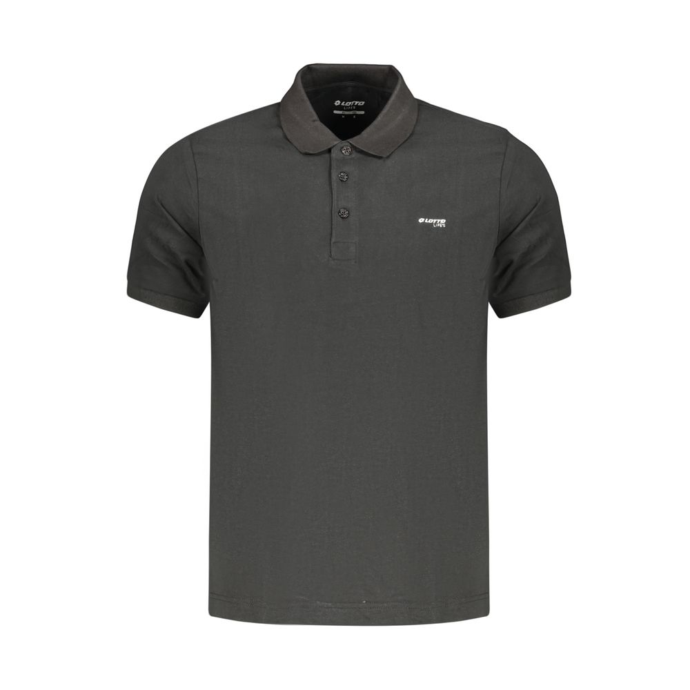LOTTO MEN'S BLACK SHORT-SLEEVED POLO SHIRT slika 1
