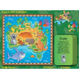 Puzzle - Životinje iz Australije + 5 edukativnih kartica - 600057