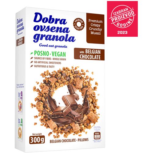 DOBRA OVSENA GRANOLA belgijska čokolada 300g slika 1