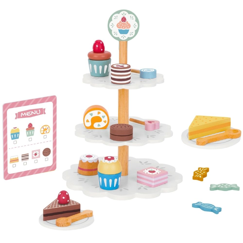 Tooky toy tanjur za slatkiše, drveni stalak, cupcakes, kolači slika 9